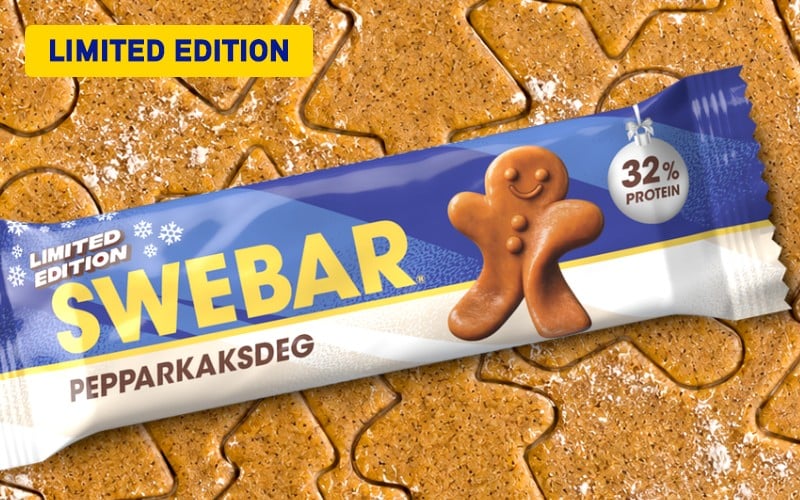 Swebar Proteinbar i ny smak - Pepparkaksdeg - p&aring; en utkavlad pepparkaksdeg med stansade former